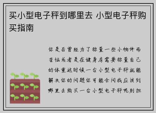 买小型电子秤到哪里去 小型电子秤购买指南